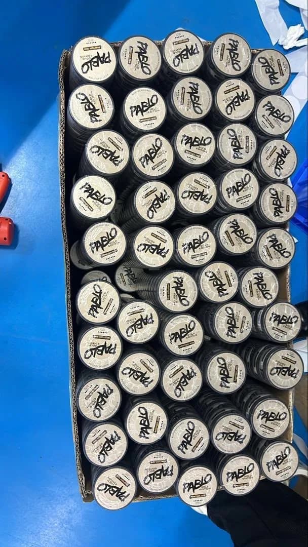 A case of Pablo Gold Edition cans in stock