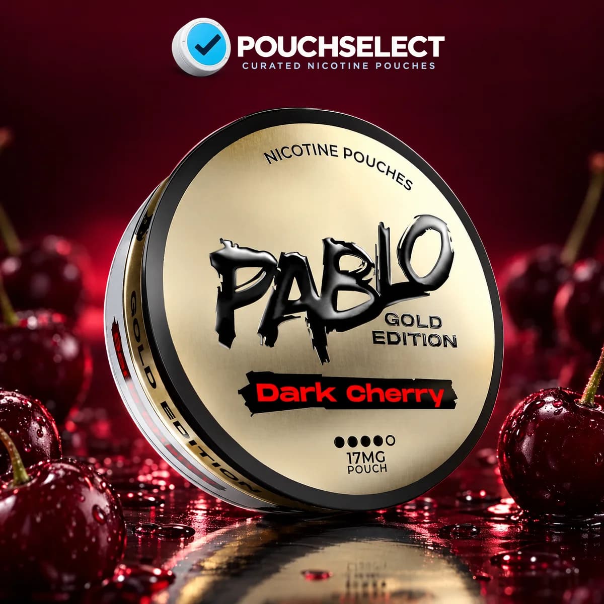 Pablo Dark Cherry Gold Edition nicotine pouches can