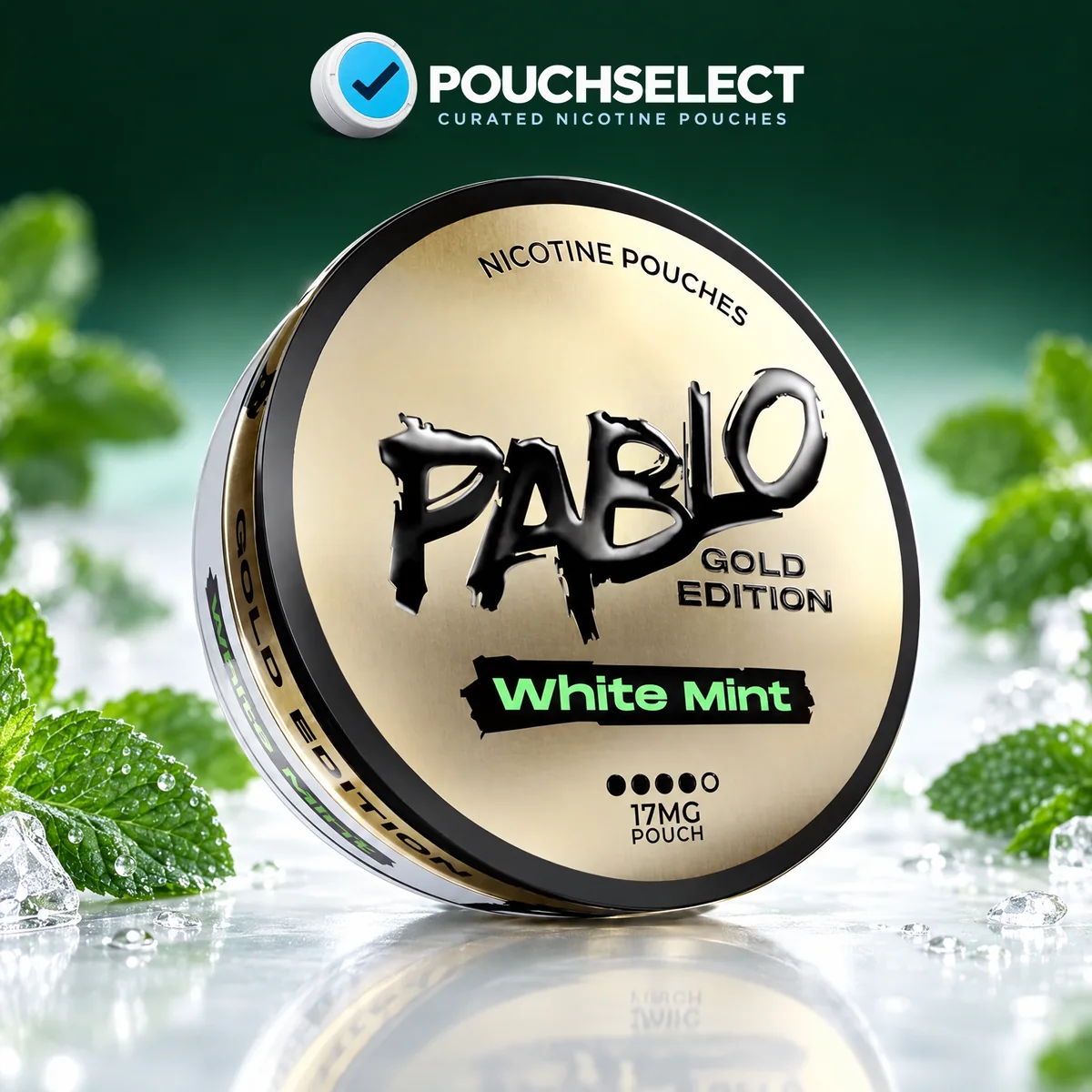 Pablo White Mint Gold Edition nicotine pouches can